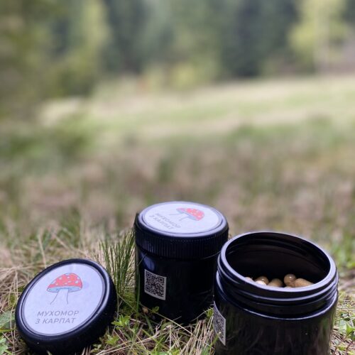 Капсули червоного мухомора в баночці