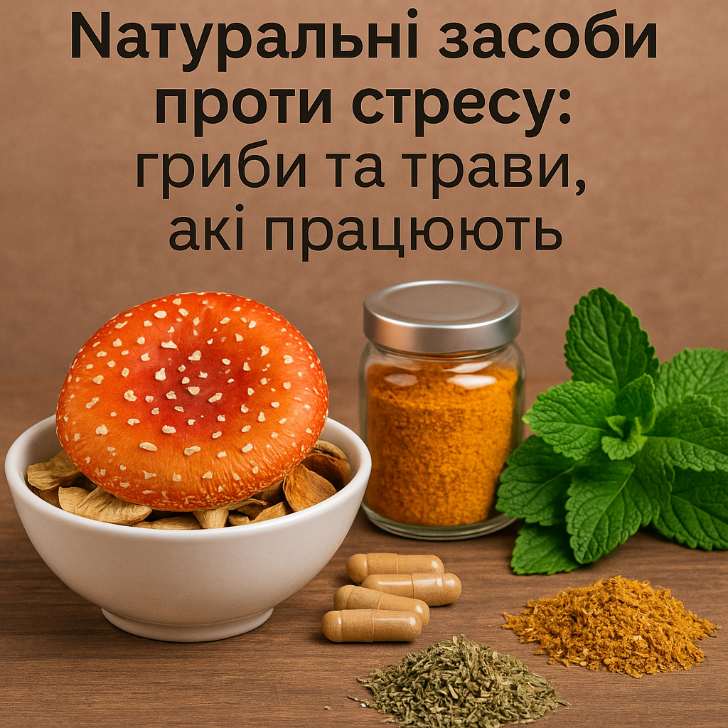Натуральні засоби проти стресу — лікувальні гриби та трави у композиції